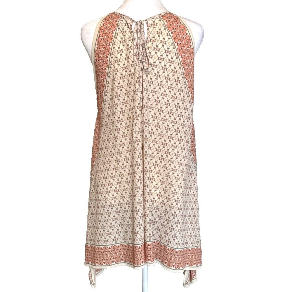Max Studio Patterned Trapeze Dress MED Halter Neck Boho Chic Retro 70s Inspired - Picture 2 of 12